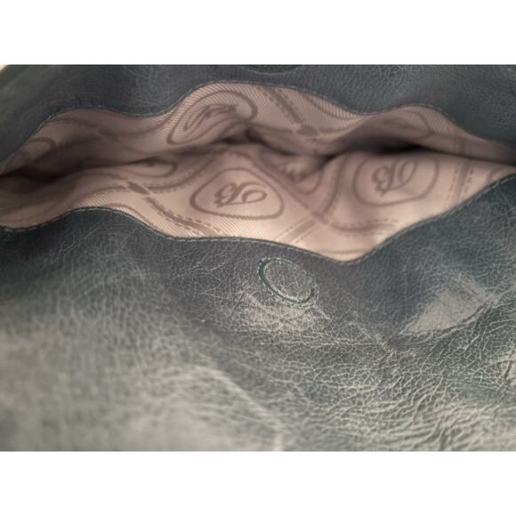 Brighton Hobo Handbag Bag Purse Braided Handle Silver Grommets Blue Turquoise - Picture 6 of 13